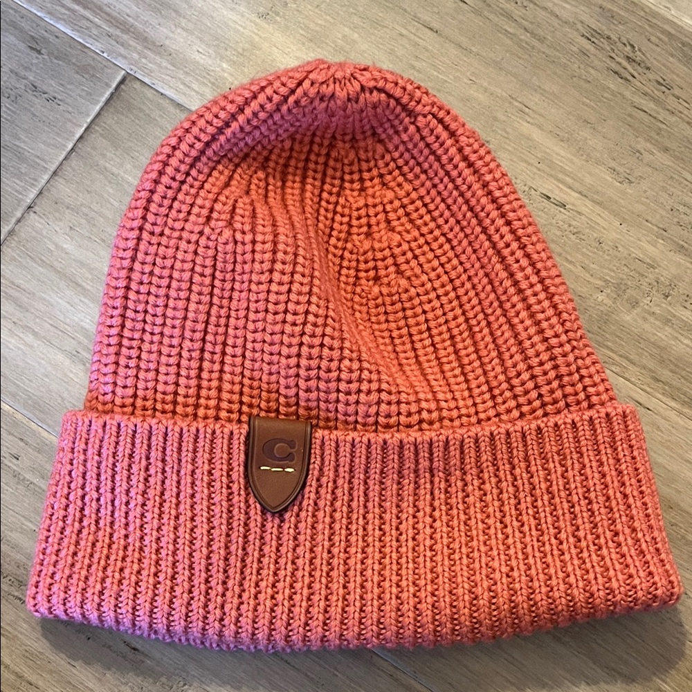 Coach Women's Pink Knit Beanie